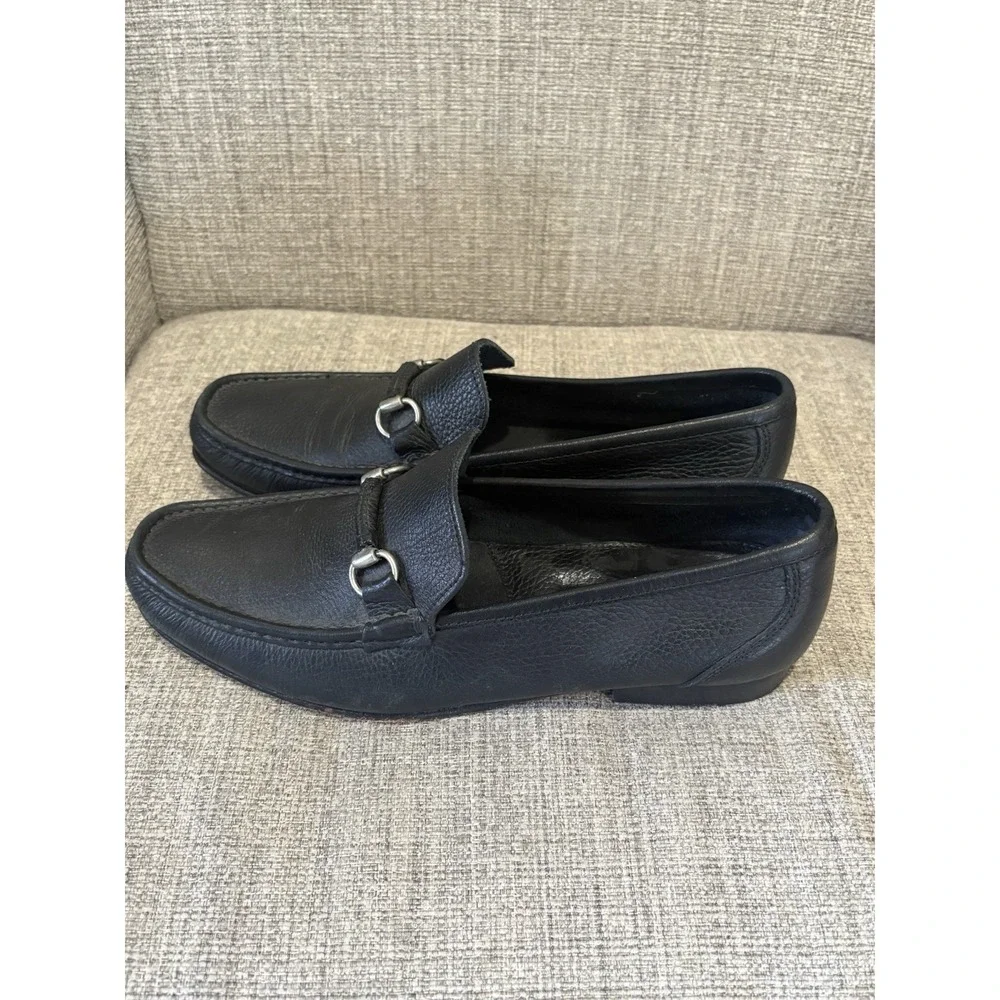Sandrino By Sandro Moscoloni Malibu Leather Horsebit Loafers Pebbled Black 11.5D